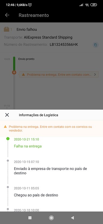 Erro na entrega Aliexpress - 輸入と物流 - Tecnoblog Comunidade