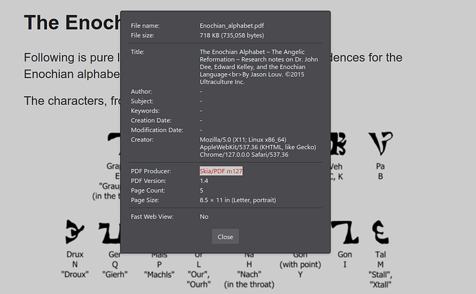 Propriedades do documento no Firefox