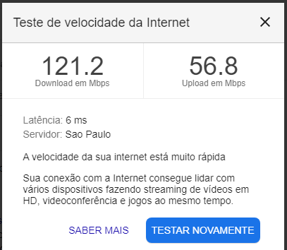 TESTE VIVO FIBRA 300MB 