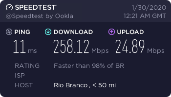 Teste de velocidade da conexão de internet