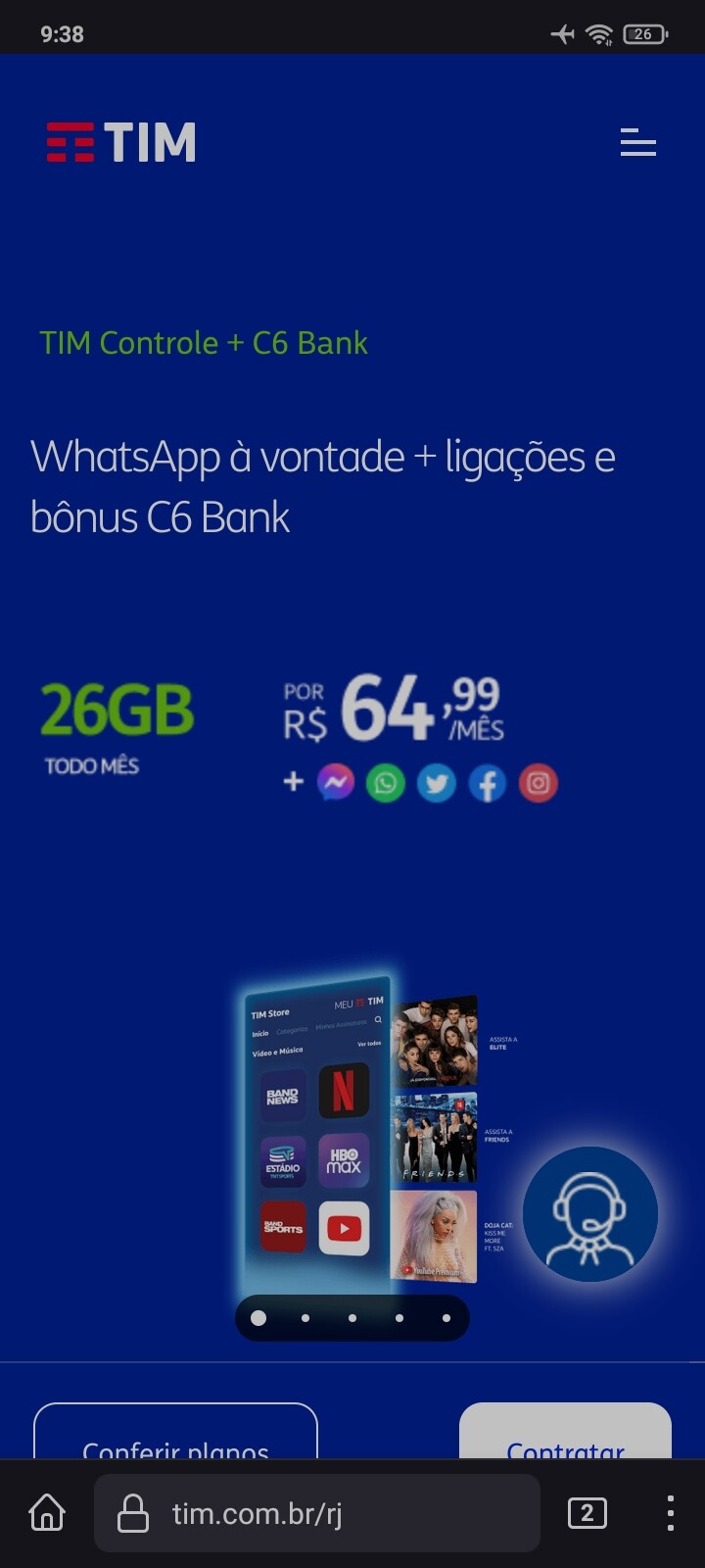 Planos TIM Controle B Plus  Planos TIM a partir de R$49,99/mês